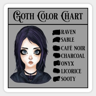 Goth Color Chart Sticker